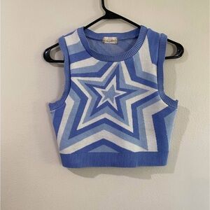 3x$15 Altar'd State Blue and White Star Crop Top